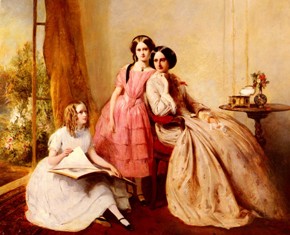 Репродукция картины Abraham Solomon "Две девочки с гувернанткой", 1876 г.
