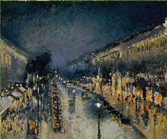 Репродукция картины "Монмартр ночью", Писсаро